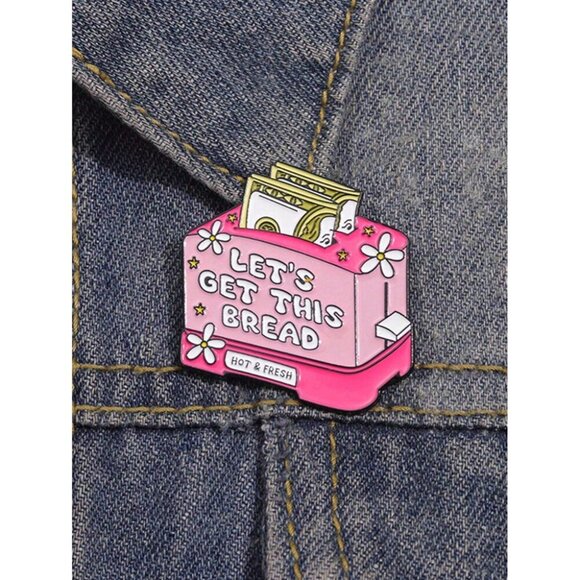 1pc Let's Get This Bread Enamel Pins Pink Bread Maker Hot Fresh Brooch Clothes - Picture 6 of 11